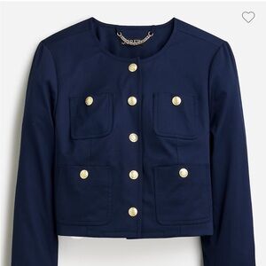 NWT J. Crew Louisa Lady Jacket in Lightweight Navy Chino with Gold, Size 6